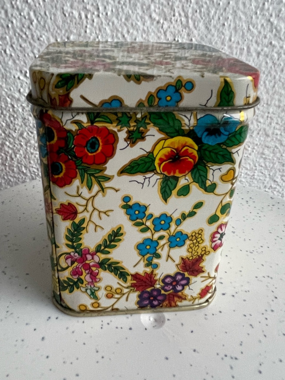 Floral Decorative Tin Canister - Multicolor